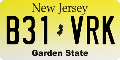 NJ license plate B31VRK