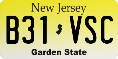 NJ license plate B31VSC