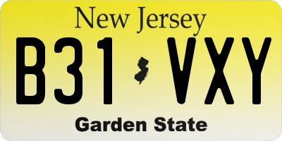 NJ license plate B31VXY