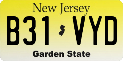 NJ license plate B31VYD