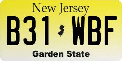 NJ license plate B31WBF