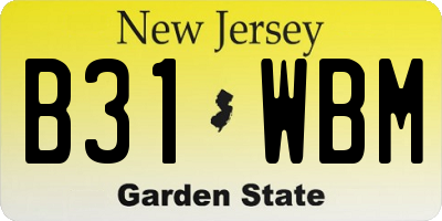 NJ license plate B31WBM