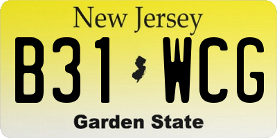 NJ license plate B31WCG