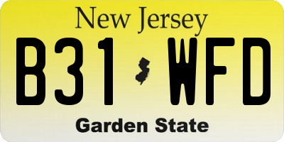 NJ license plate B31WFD