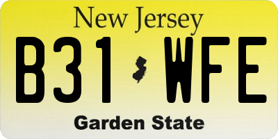 NJ license plate B31WFE