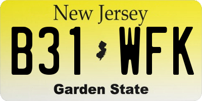 NJ license plate B31WFK