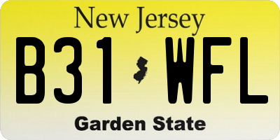 NJ license plate B31WFL