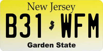 NJ license plate B31WFM