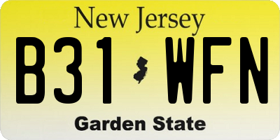 NJ license plate B31WFN