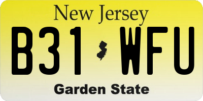 NJ license plate B31WFU