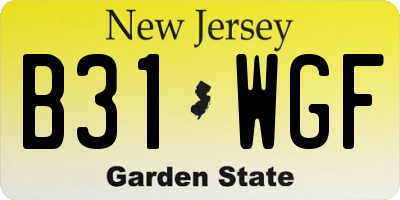NJ license plate B31WGF