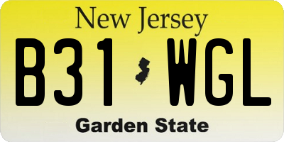 NJ license plate B31WGL