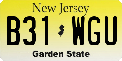 NJ license plate B31WGU