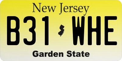 NJ license plate B31WHE
