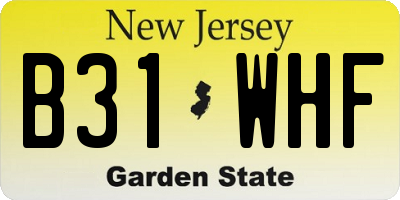NJ license plate B31WHF