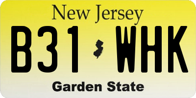 NJ license plate B31WHK