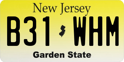 NJ license plate B31WHM