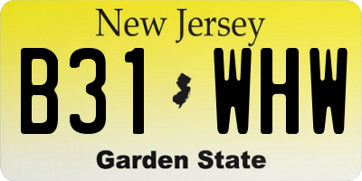 NJ license plate B31WHW