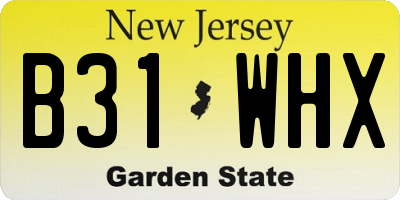 NJ license plate B31WHX