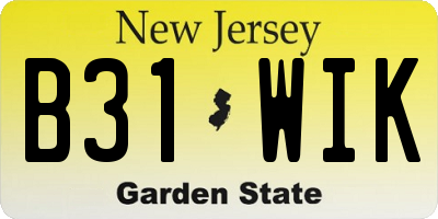NJ license plate B31WIK