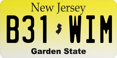 NJ license plate B31WIM