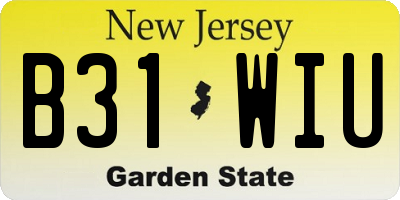 NJ license plate B31WIU