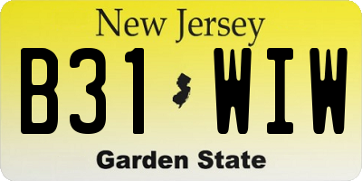 NJ license plate B31WIW