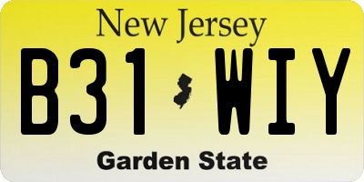 NJ license plate B31WIY