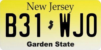 NJ license plate B31WJO