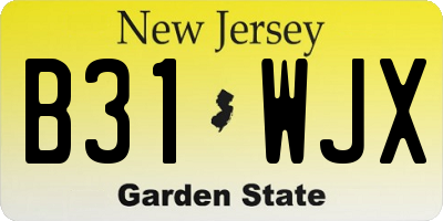 NJ license plate B31WJX