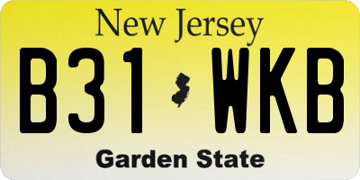 NJ license plate B31WKB
