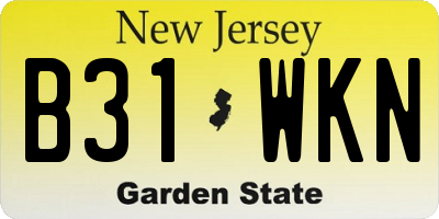 NJ license plate B31WKN