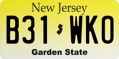 NJ license plate B31WKO
