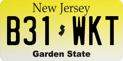 NJ license plate B31WKT