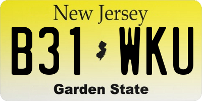 NJ license plate B31WKU