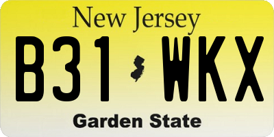 NJ license plate B31WKX
