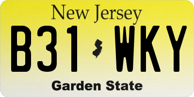 NJ license plate B31WKY