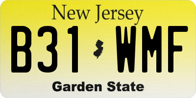 NJ license plate B31WMF