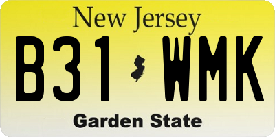 NJ license plate B31WMK