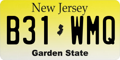 NJ license plate B31WMQ