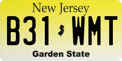 NJ license plate B31WMT