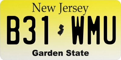 NJ license plate B31WMU
