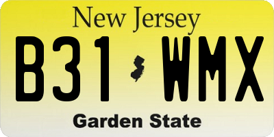 NJ license plate B31WMX