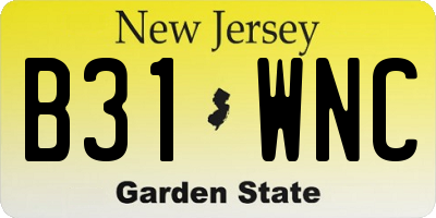 NJ license plate B31WNC