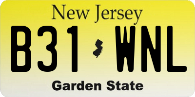 NJ license plate B31WNL
