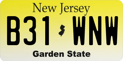 NJ license plate B31WNW