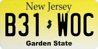 NJ license plate B31WOC