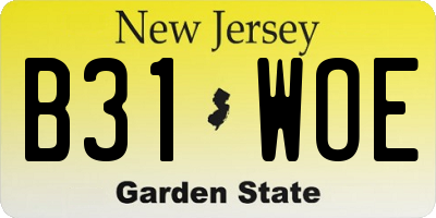 NJ license plate B31WOE