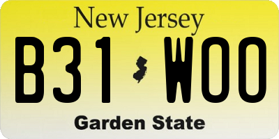 NJ license plate B31WOO
