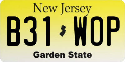NJ license plate B31WOP